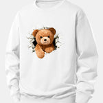 Bear Breaking Through The Wall Print Relax Fit Sweatshirt