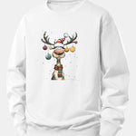 Christmas Light Reindeer Print Relax Fit Sweatshirt