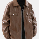 Zipper PU Leather Jacket