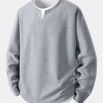 Relax Fit Long Sleeve 2 In 1 Waffle T-Shirt & Single Pleat Drawstring Straight Leg Pants