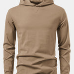 Long Sleeved Cotton Hooded T-Shirt