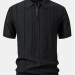 Stripe Jacquard Zipper Knit Polo Shirt