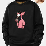 Pink Panther Print Teddy Fleece Lined Sweatshirt