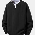 Relax Fit 2 In 1 Twisted Jacquard Notched Collar T-Shirt