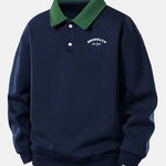 Relax Fit Brooklyn Print Contrast Polo Sweatshirt