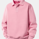 Solid Polo Collar Sweatshirt