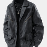 Textured PU Leather Jacket
