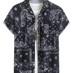 Paisley Print Button Up Shirt & Drawstring Swim Shorts