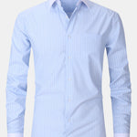 Contrast Collar Stripe Dress Shirt