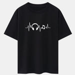 Heartbeat Music Print Drop Shoulder Oversize T-Shirt