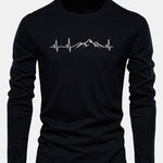 Long Sleeve Heartbeat Print Cotton T-Shirt