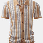 Stripe Eyelet Crochet Shirt