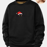 Christmas Black Cat Print Teddy Fleece Lined Sweatshirt