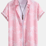 Palm Tree Island Print Button Up Shirt