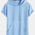 Kangaroo Pocket Ribbed Hooded T-Shirt & Straight Leg Ribbed Pants