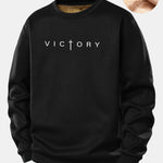 Victory Slogan Print Teddy Fleece Lined Sweatshirt