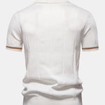 Contrast Trim Zipper Knit Polo Shirt
