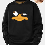Duck Print Teddy Fleece Lined Sweatshirt
