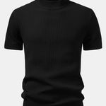 Ribbed Mock Neck Knitted Sweater T-Shirt
