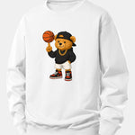 Basketball Bear Print Relax Fit Sweatshirt