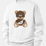 Stripe Bear Print Relax Fit Sweatshirt