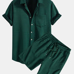 Stripe Jacquard Button Up Shirt & Shorts