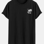 Vacation Palm Tree Print Cotton Arc Hem T-Shirt