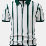 Striped Zip Up Knit Polo