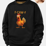 Rooster Print Teddy Fleece Lined Sweatshirt