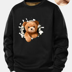 Teddy Bear Print Teddy Fleece Lined Sweatshirt