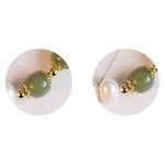 Buddha Stones 14K Gold Plated Natural Pearl Hetian Cyan Jade White Jade Sincerity Bead Chain Bracelet