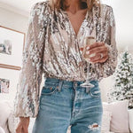 Zeagoo Sequin Blouses Long SleeveTunic Tops Shirt Glitter Loose Shirts for Women Casual Work Office Loose Fit 2026 | Under $40