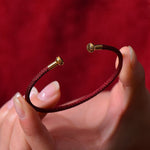 Buddha Stones Simple Design Handmade Luck Braid String Cuff Bracelet