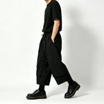 Multi-Panel Elastic-Waist Drapey Wide-Leg Pants
