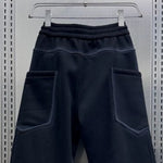 Solid Color Striped Casual Scimitar Pants