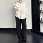 French Pearl Wood Ruffle Drape Shirt