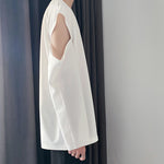 Shoulder Cutout Hem Split Bottom Shirt