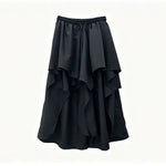 Japanese High-waist Asymmetrical Ruffle Wide-leg Skirt-pants