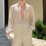 Stage Tassels Sequins Tops Pants Suits