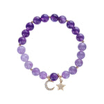 Buddha Stones Amethyst Crystal Moon Star Healing Bracelet