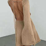 Zeagoo Elegant Backless Lace-up Bell Sleeve Mini Dress for Women Casual Going Out Summer 2026
