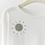Women's Japanese Loose Graphic Striped Patchwork Crewneck T-shirt