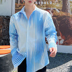 Thin Blue And White Gradient Stripe Shirt