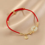 Buddha Stones "Wishing You Peace and Protection" Jade Red Rope Bracelet Includes Gift Message Card