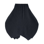 V-neck Gauze Vest Asymmetric Pleated Loose Curved Skirt