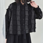 Tassel-trimmed Patchwork Lapel Loose Shirt