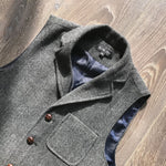 Vintage Multi-Pocket Herringbone Wool Vest