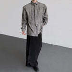 Metal Chain Tie Padded Shoulder Patchwork Shirt