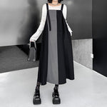 Pleated Paneled Suspender Dresss