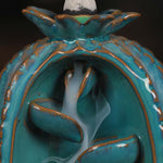 Buddha Stones Cactus Ceramic Healing Backflow Smoke Fountain Incense Burner